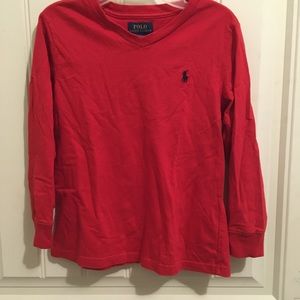 ❤️❤️ Ralph Lauren Polo Long Sleeve V Neck •RED• Boys 6 ❤️❤️
